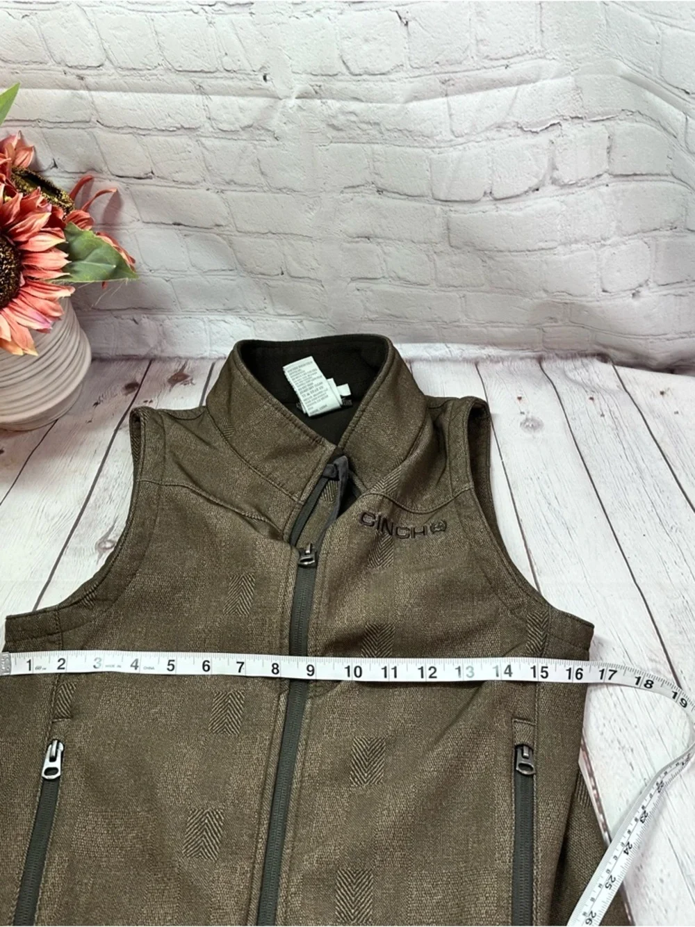 Cinch vest Jacket Embroidered logo fleece lined boys sz M 10 western cowboy